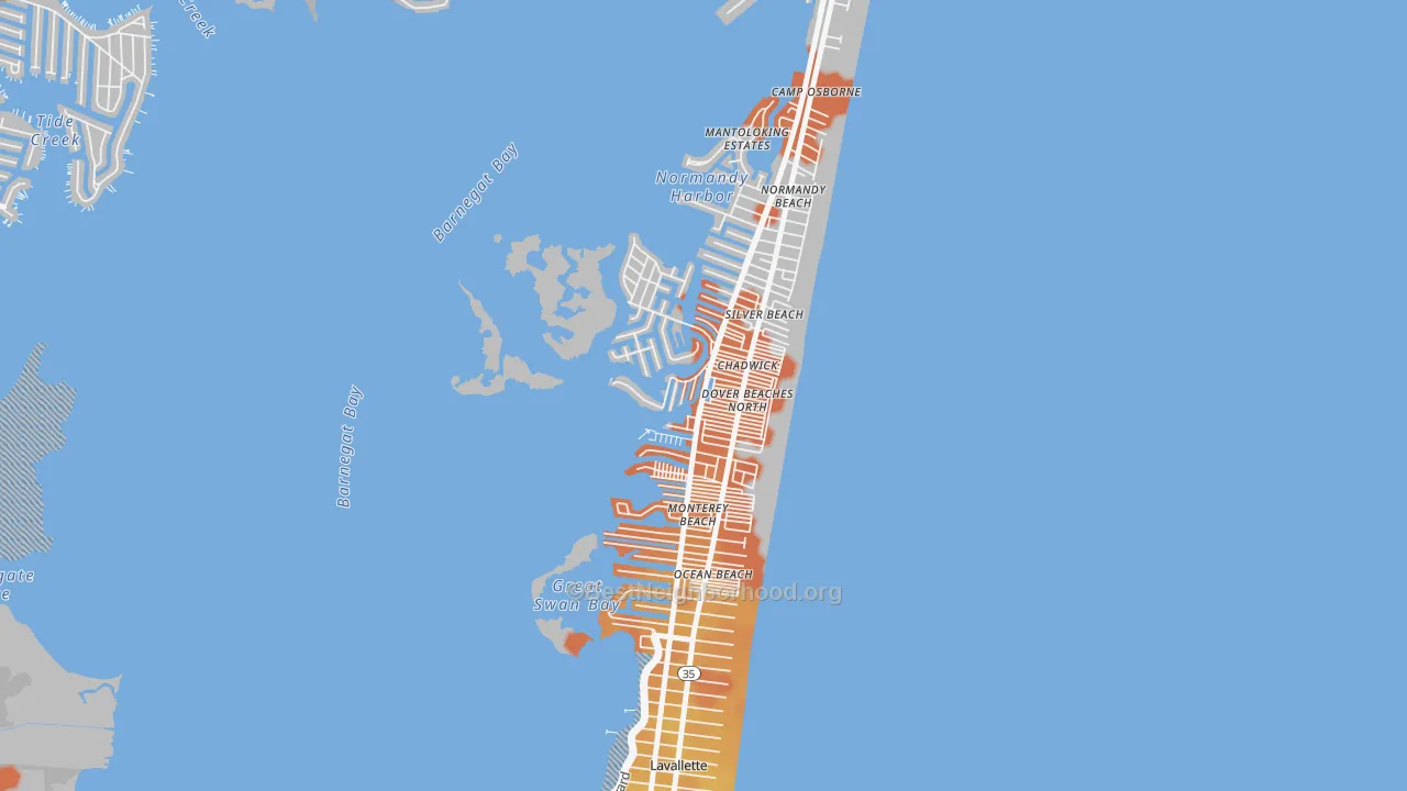 Bike Grade map of Dover Beaches North, NJ