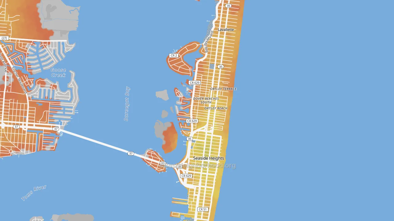 Bike Grade map of Dover Beaches South, NJ