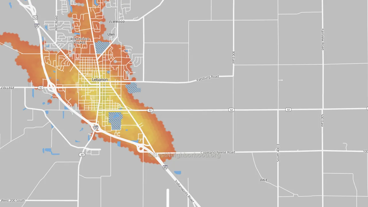 Bike Grade map of Dover, IN