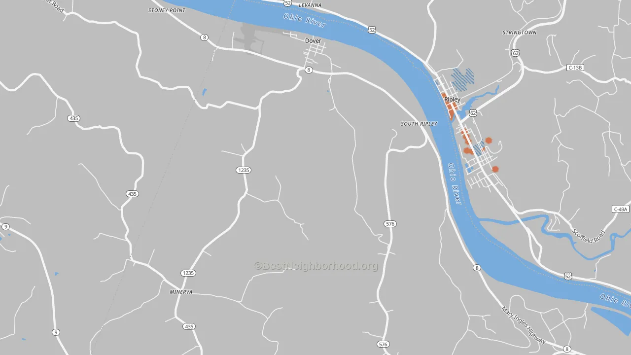 Bike Grade map of Dover, KY