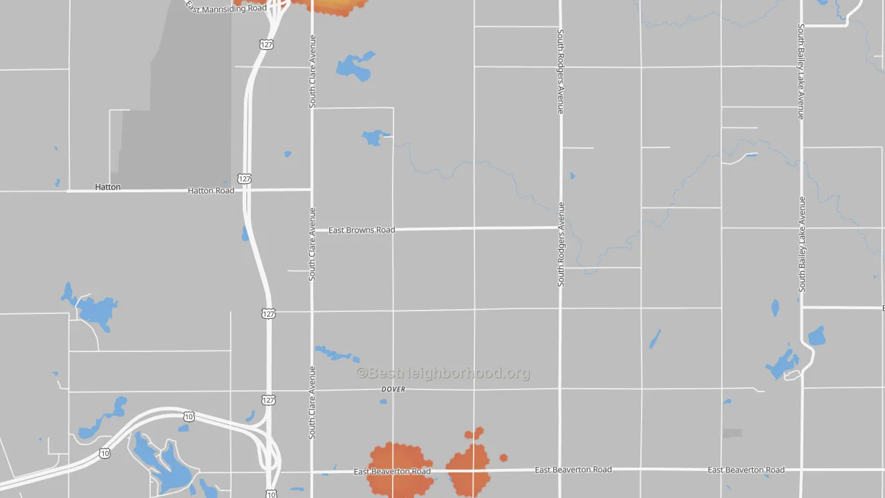 Bike Grade map of Dover, MI