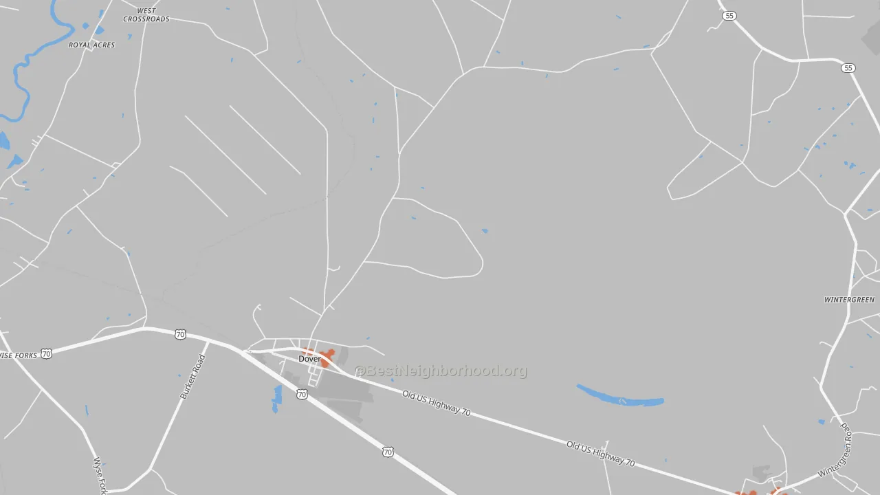 Bike Grade map of Dover, NC