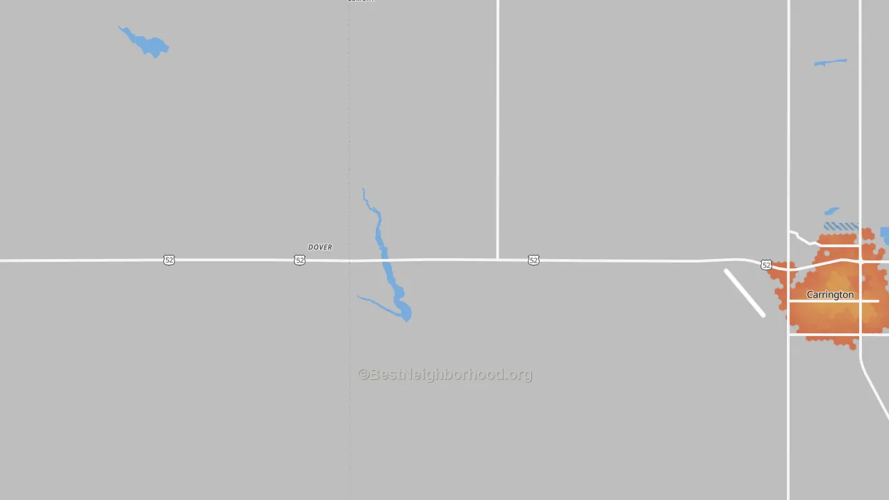 Bike Grade map of Dover, ND