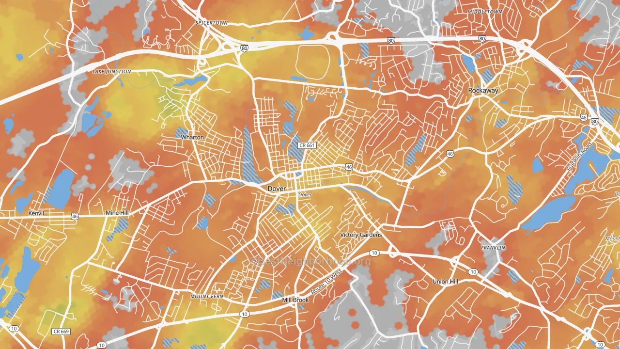 Bike Grade map of Dover, NJ