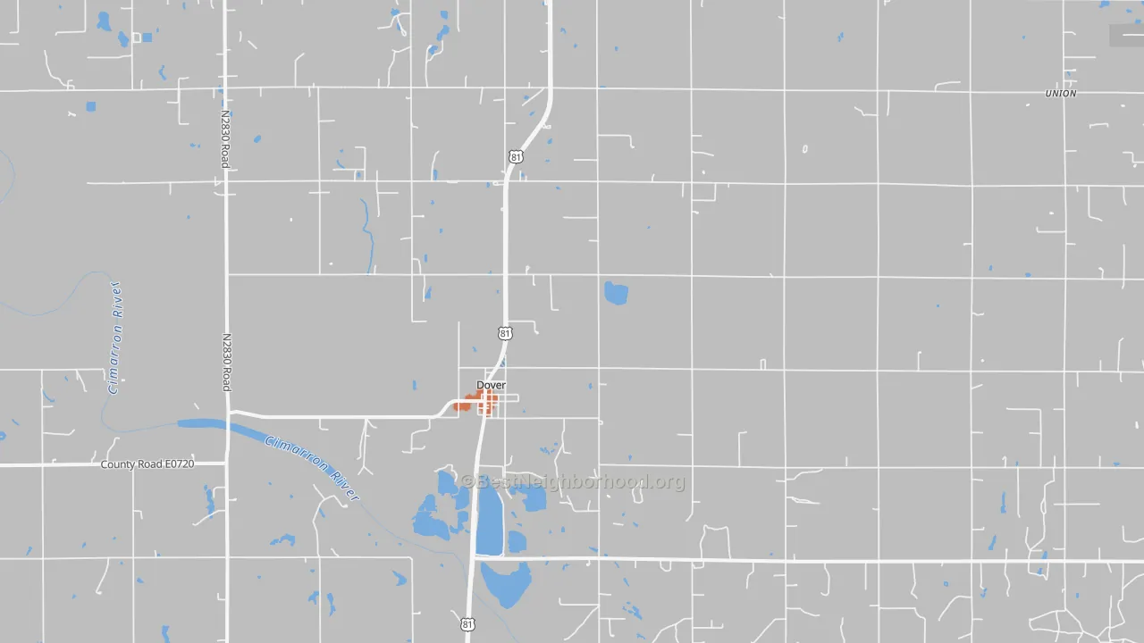 Bike Grade map of Dover, OK