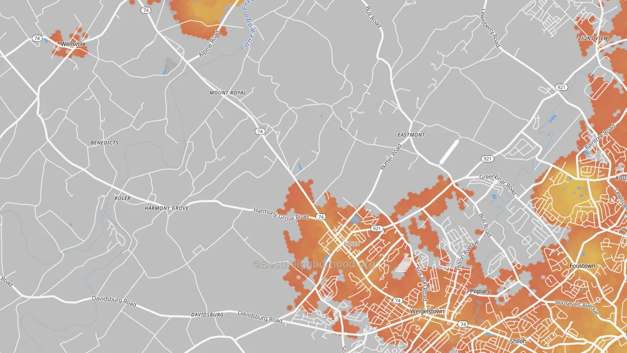 Bike Grade map of Dover, PA