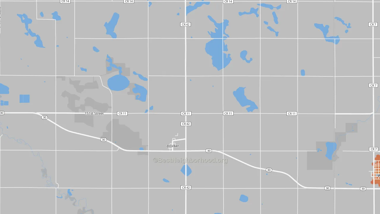 Bike Grade map of Dovray, MN