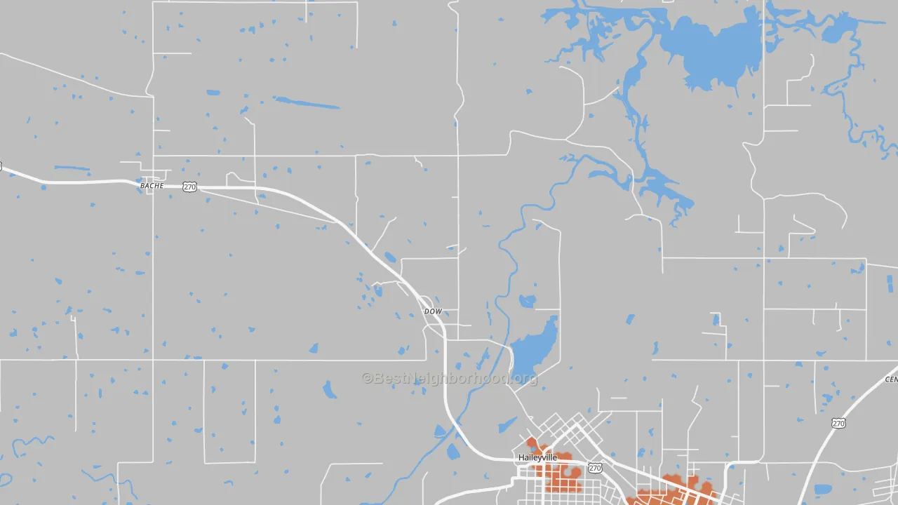 Bike Grade map of Dow, OK