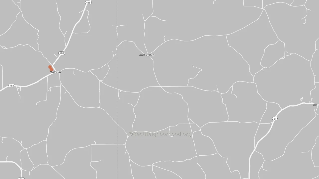 Bike Grade map of Dowdville, MS