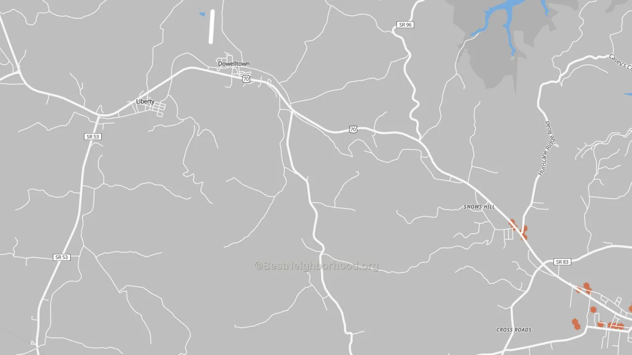 Bike Grade map of Dowelltown, TN