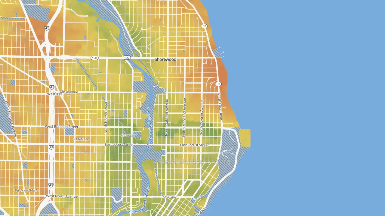 Bike Grade map of Downer Woods, Milwaukee, WI
