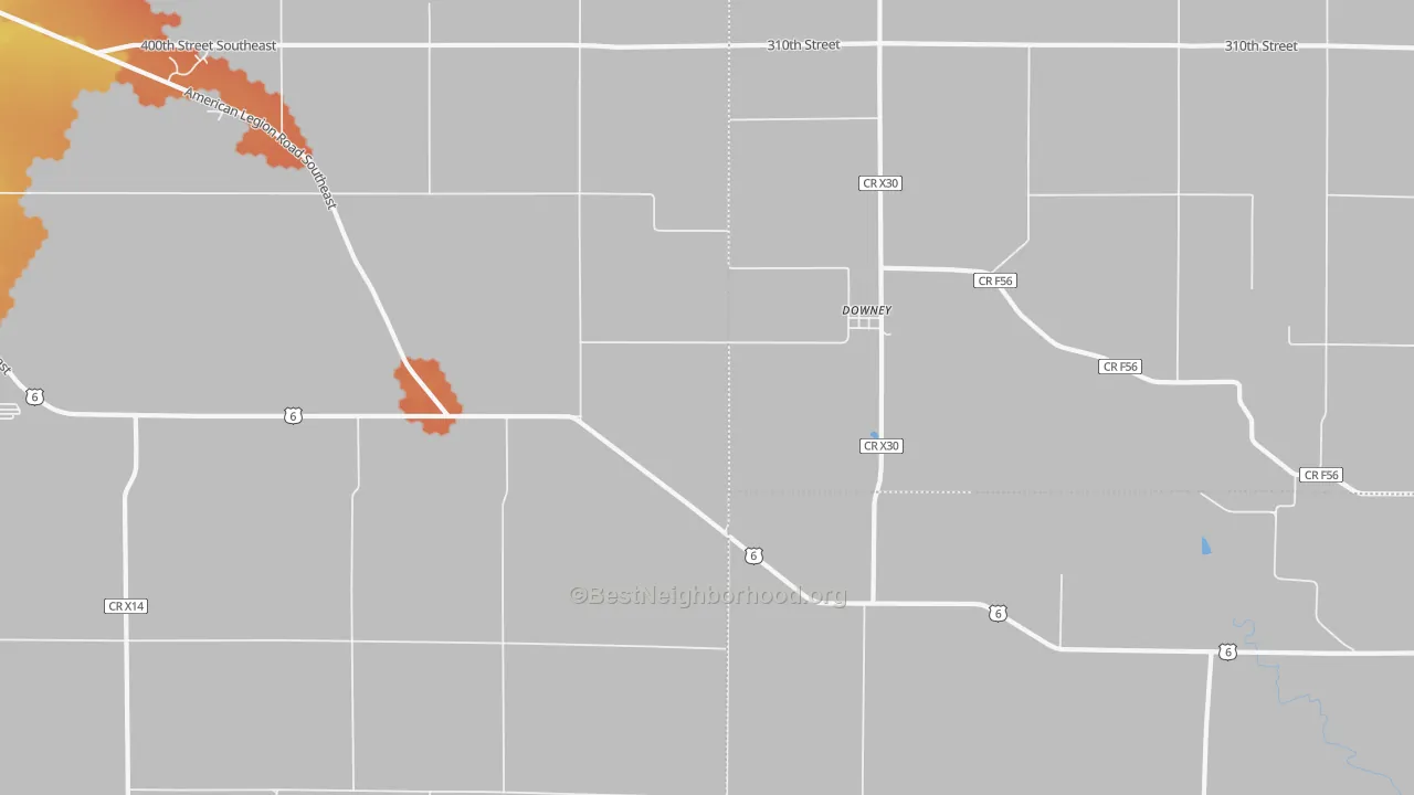 Bike Grade map of Downey, IA