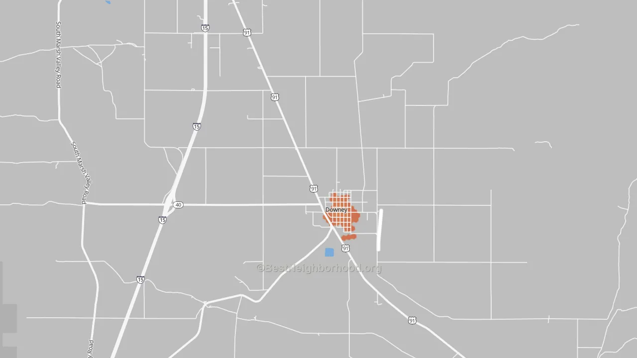Bike Grade map of Downey, ID