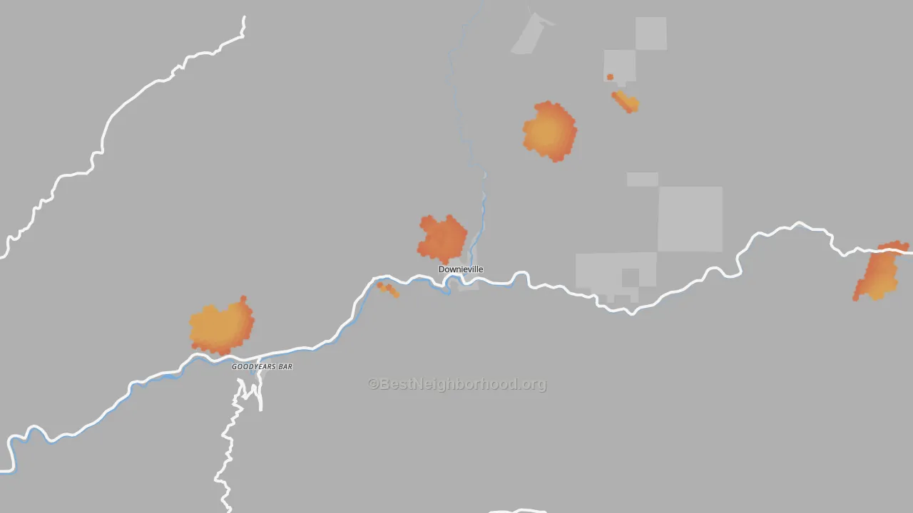 Bike Grade map of Downieville, CA