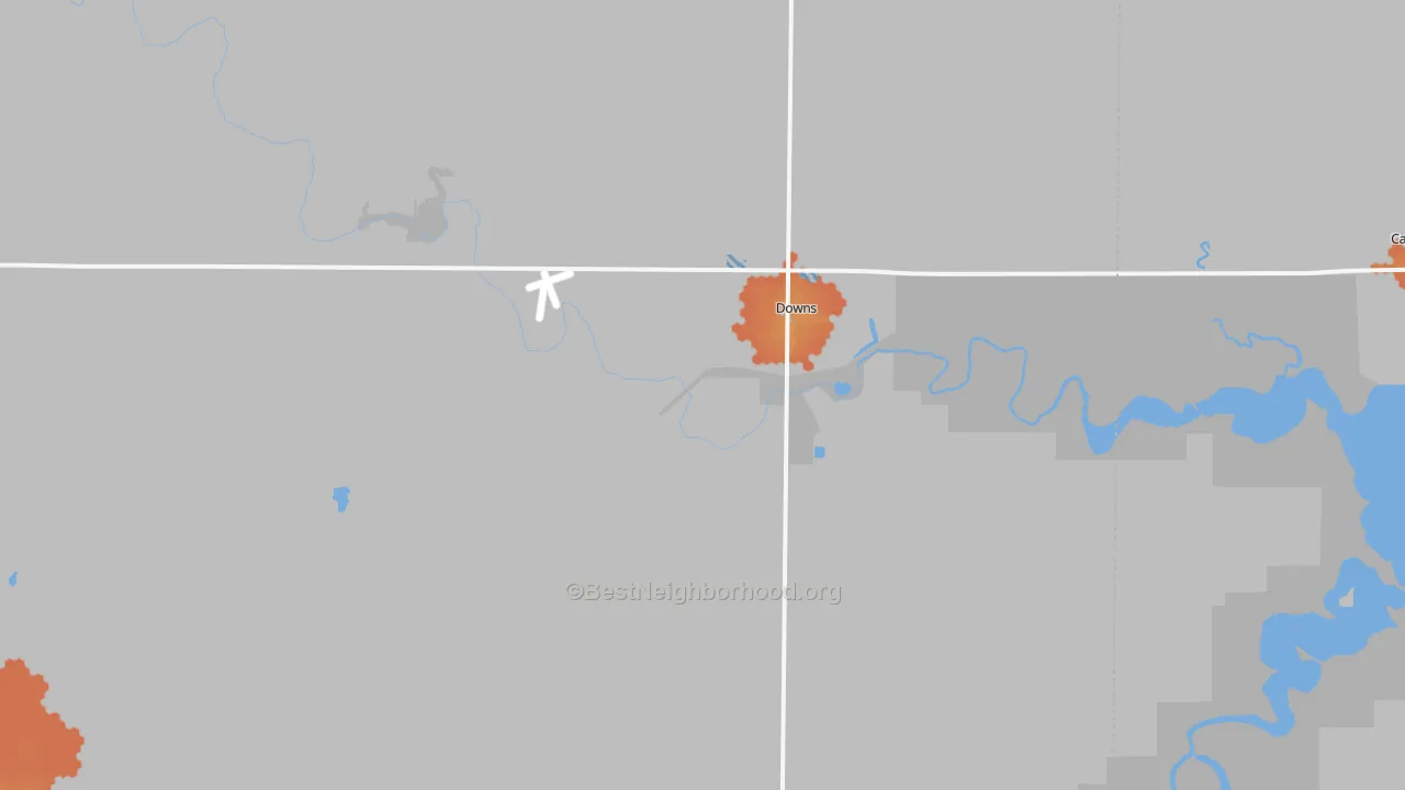 Bike Grade map of Downs, KS