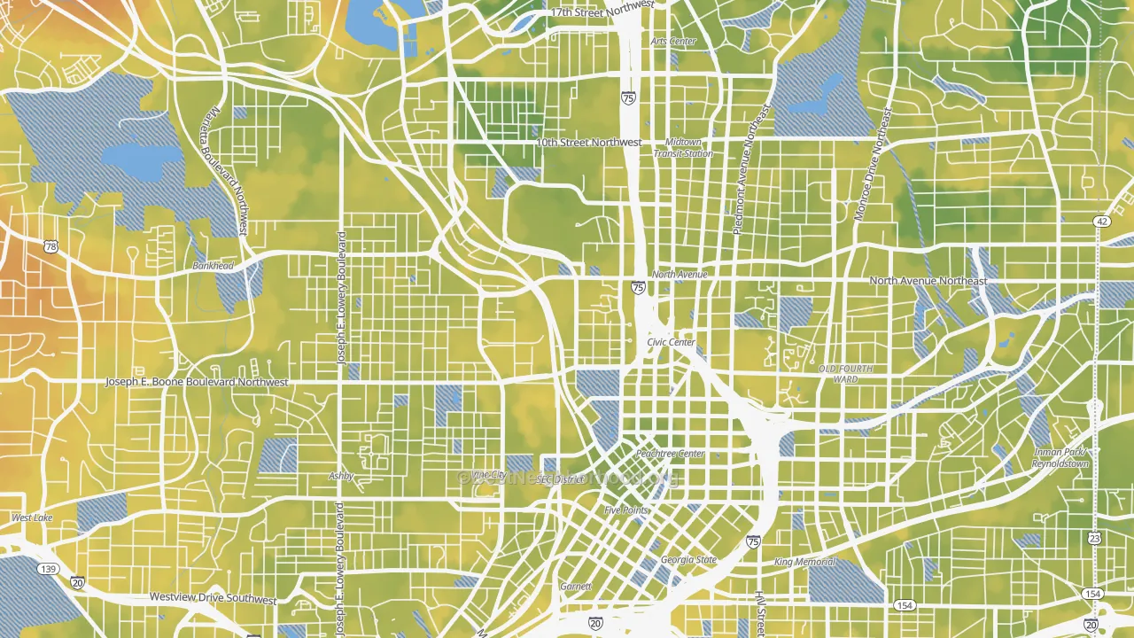 Bike Grade map of Downtown, Atlanta, GA