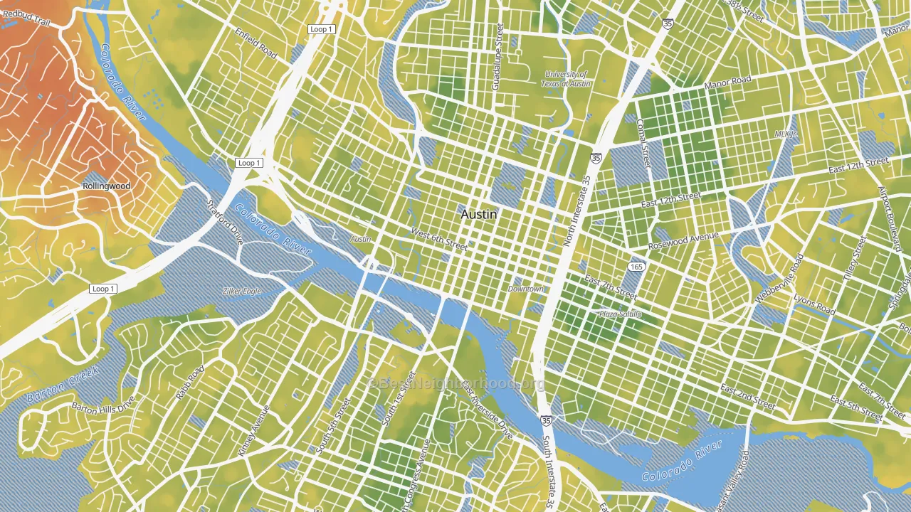 Bike Grade map of Downtown Austin, Austin, TX