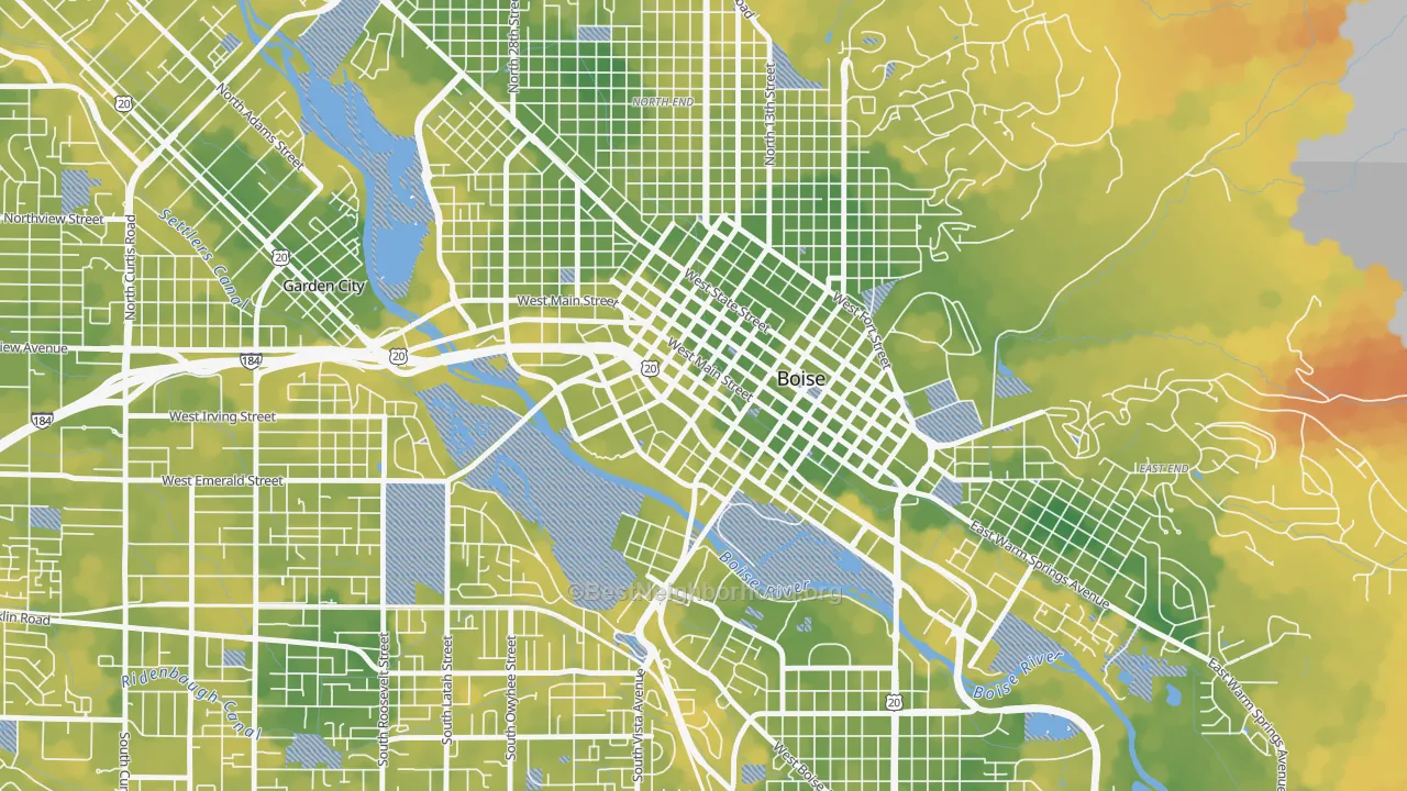 Bike Grade map of Downtown, Boise, ID