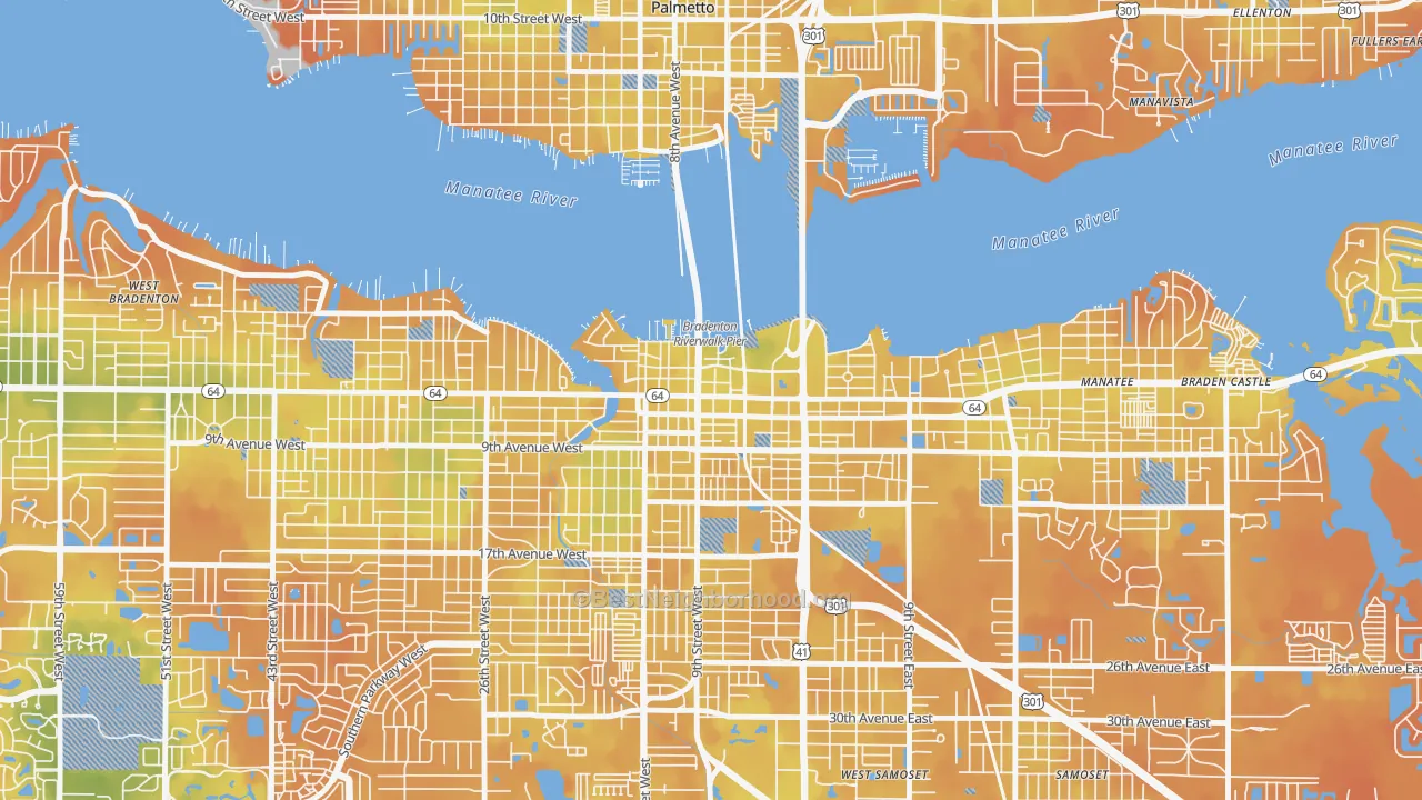 Bike Grade map of Downtown Bradenton, Bradenton, FL