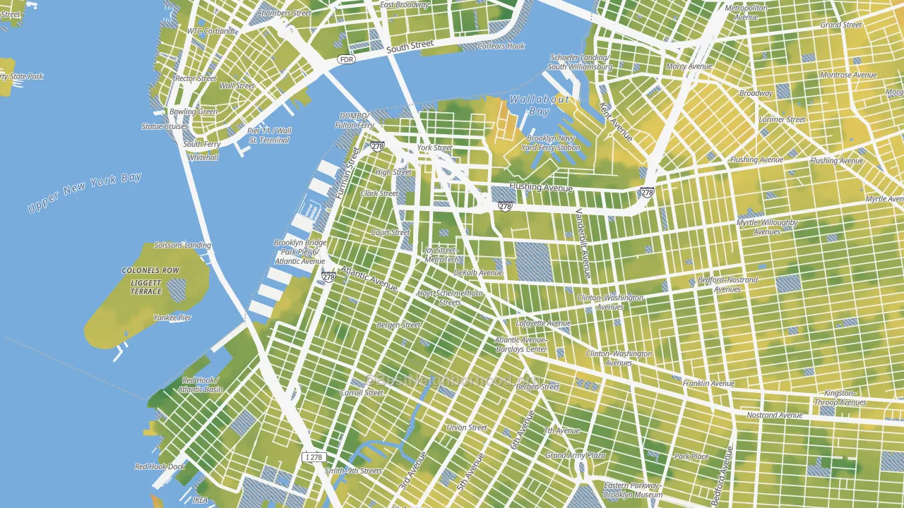 Bike Grade map of Downtown Brooklyn, Brooklyn, NY