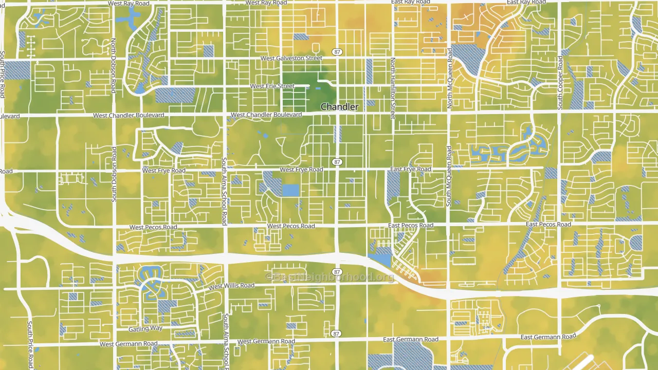 Bike Grade map of Downtown Chandler, Chandler, AZ