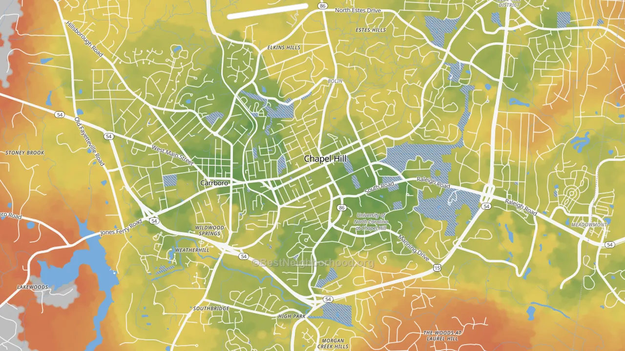 Bike Grade map of Downtown Chapel Hill, Chapel Hill, NC