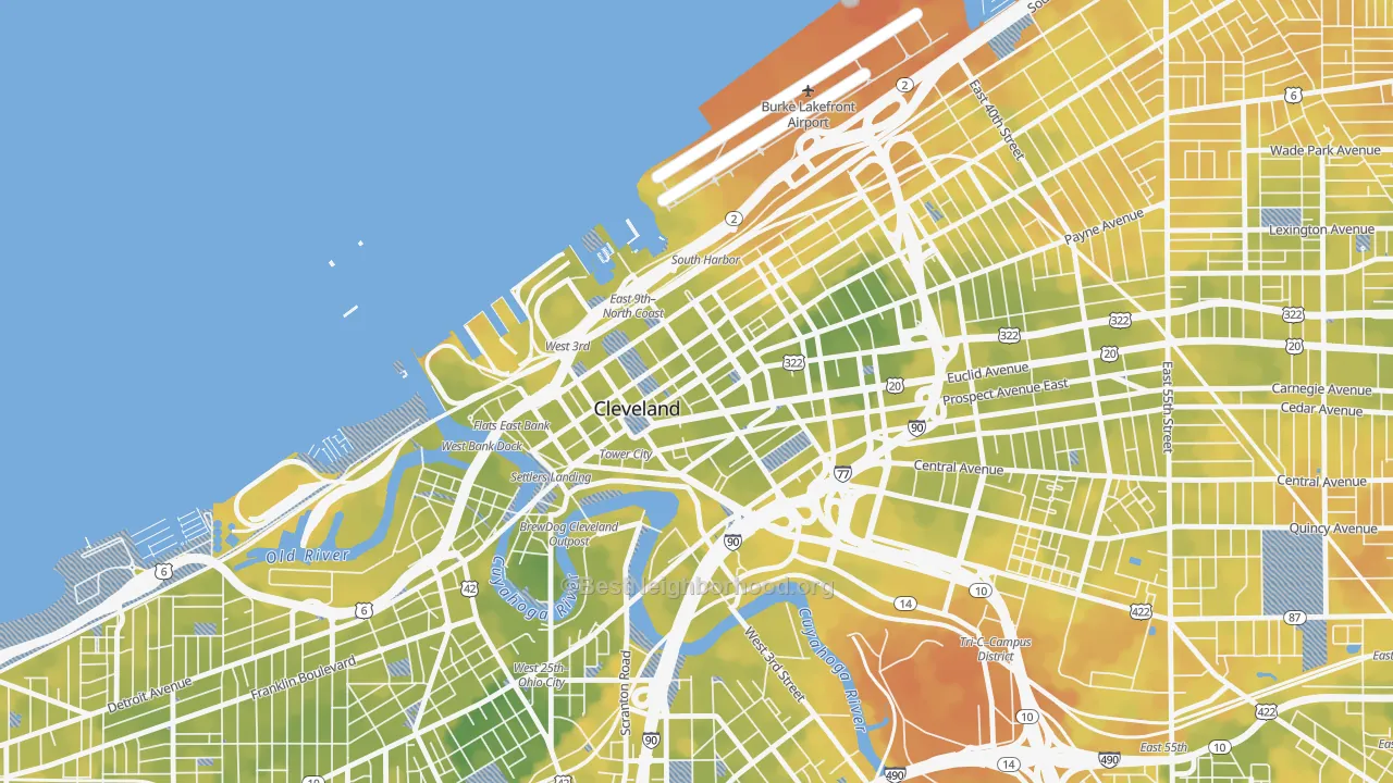 Bike Grade map of Downtown Cleveland, Cleveland, OH
