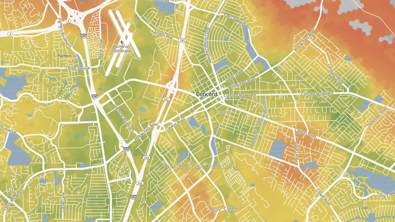 Bike Grade map of Downtown Concord, Concord, CA