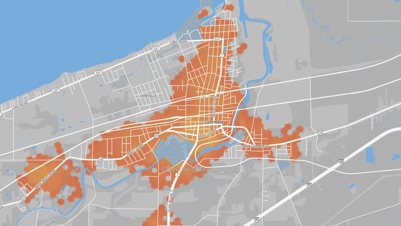 Bike Grade map of Downtown Conneaut, Conneaut, OH