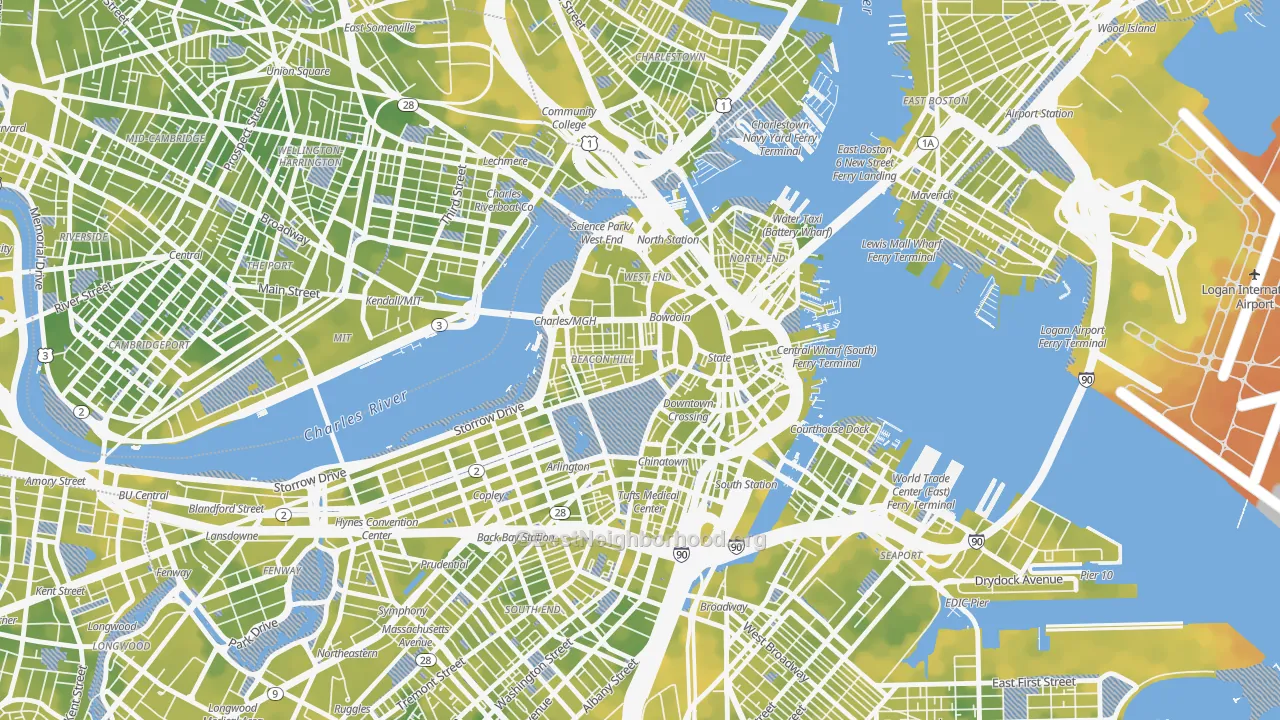 Bike Grade map of Downtown Crossing, Boston, MA