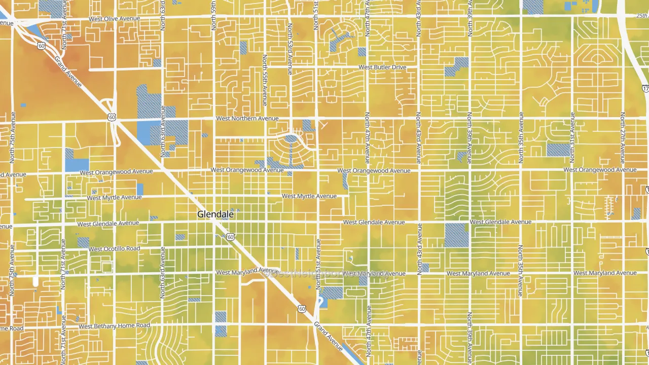 Bike Grade map of Downtown Glendale, Glendale, AZ