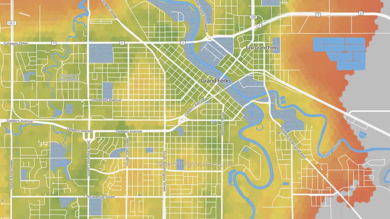 Bike Grade map of Downtown Grand Forks, Grand Forks, ND