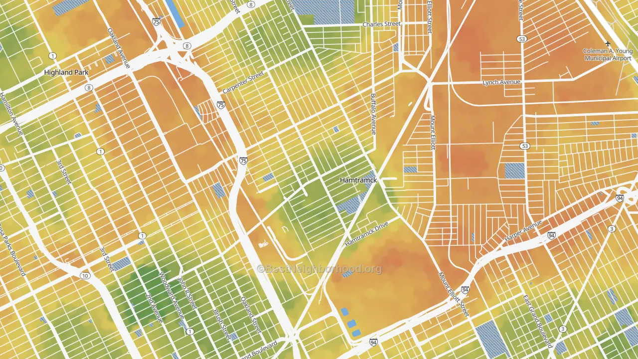 Bike Grade map of Downtown Hamtramck, Hamtramck, MI