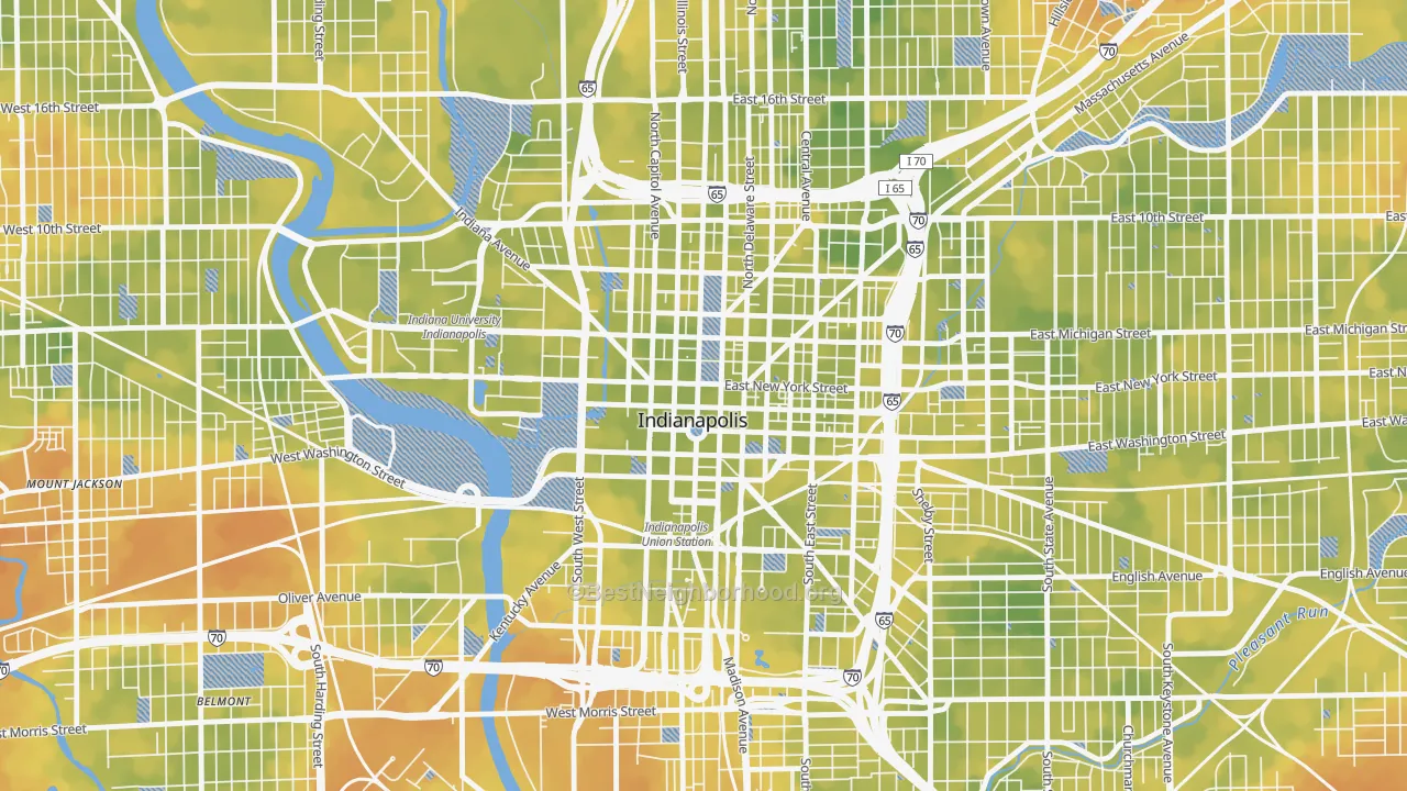Bike Grade map of Downtown Indianapolis, Indianapolis, IN
