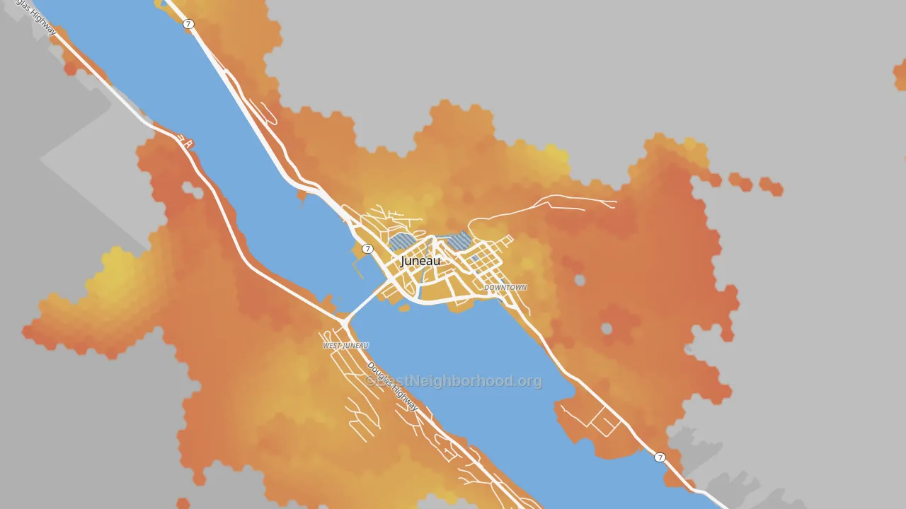 Bike Grade map of Downtown Juneau, Juneau, AK