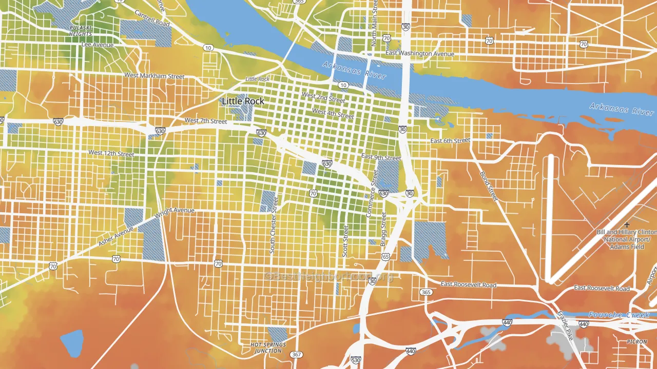 Bike Grade map of Downtown Little Rock, Little Rock, AR