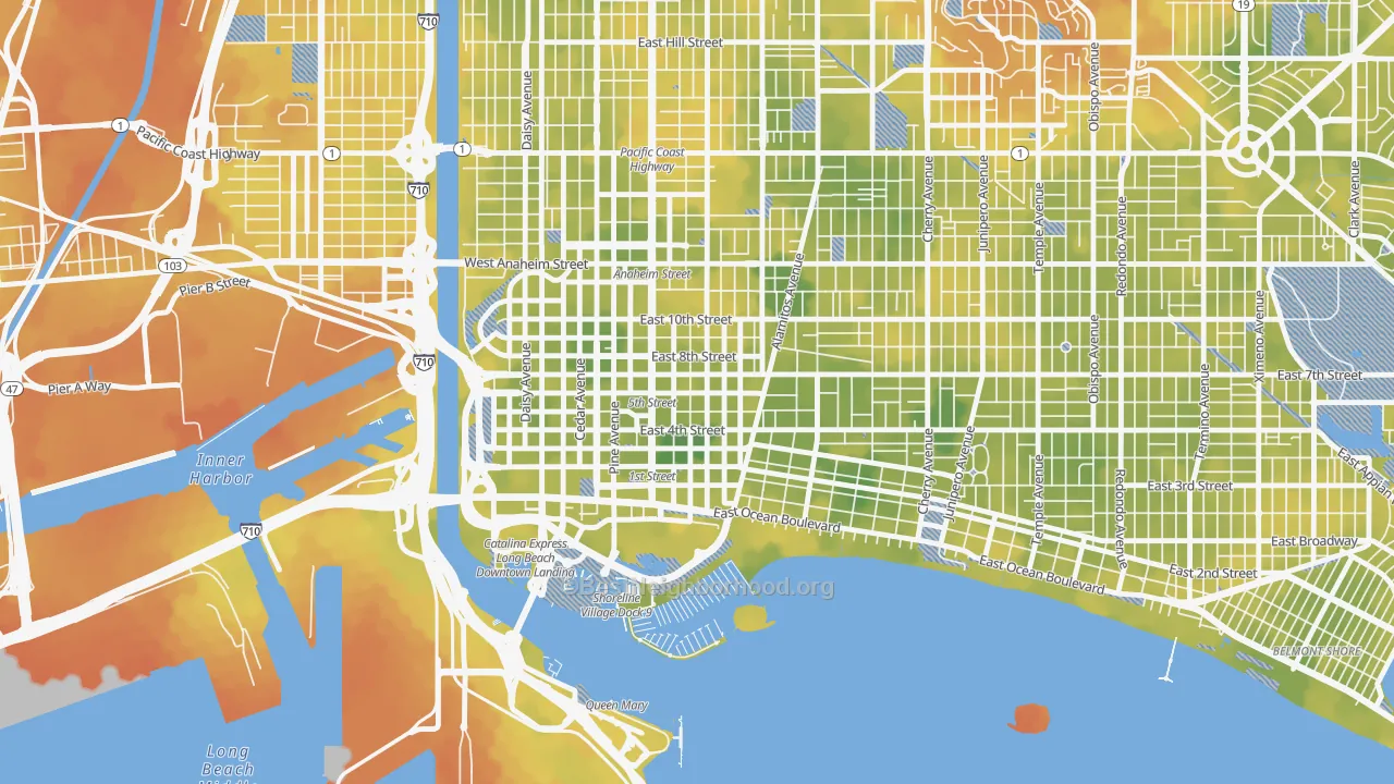 Bike Grade map of Downtown Long Beach, Long Beach, CA