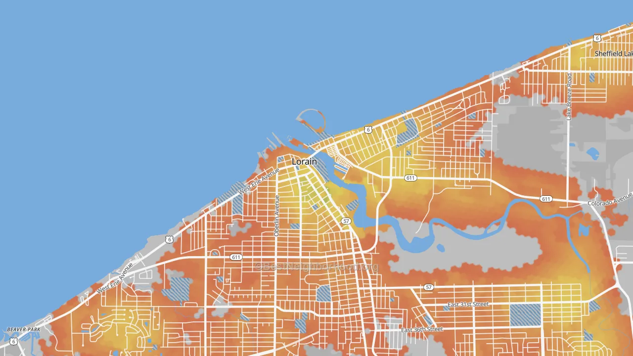 Bike Grade map of Downtown Lorain, Lorain, OH