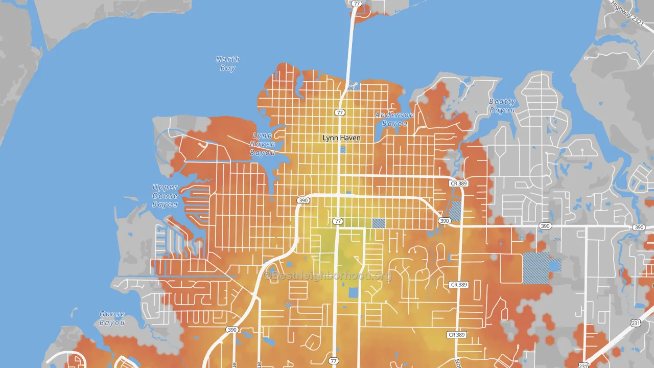 Bike Grade map of Downtown Lynn Haven, Lynn Haven, FL