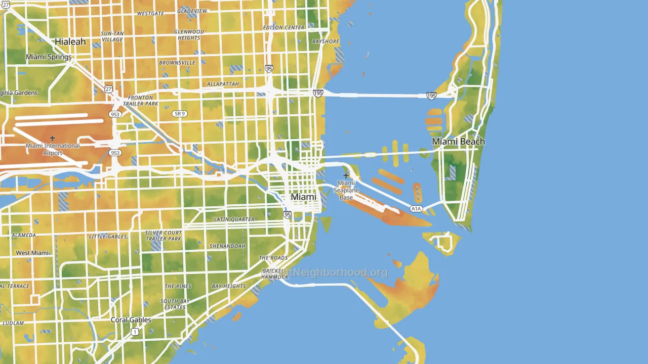 Bike Grade map of Downtown Miami, Miami, FL