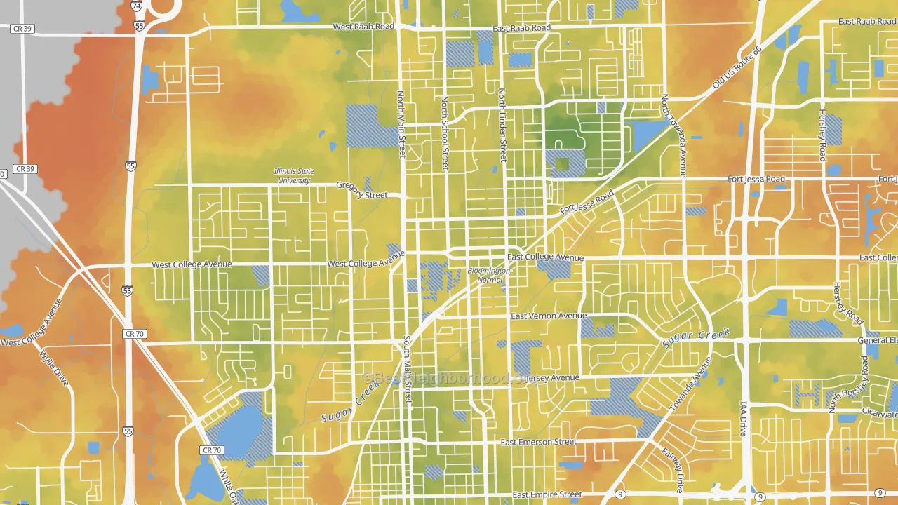 Bike Grade map of Downtown Normal, Normal, IL
