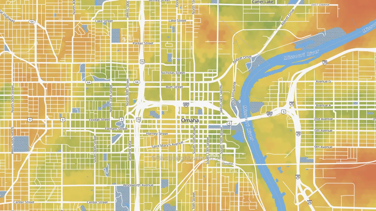 Bike Grade map of Downtown Omaha, Omaha, NE