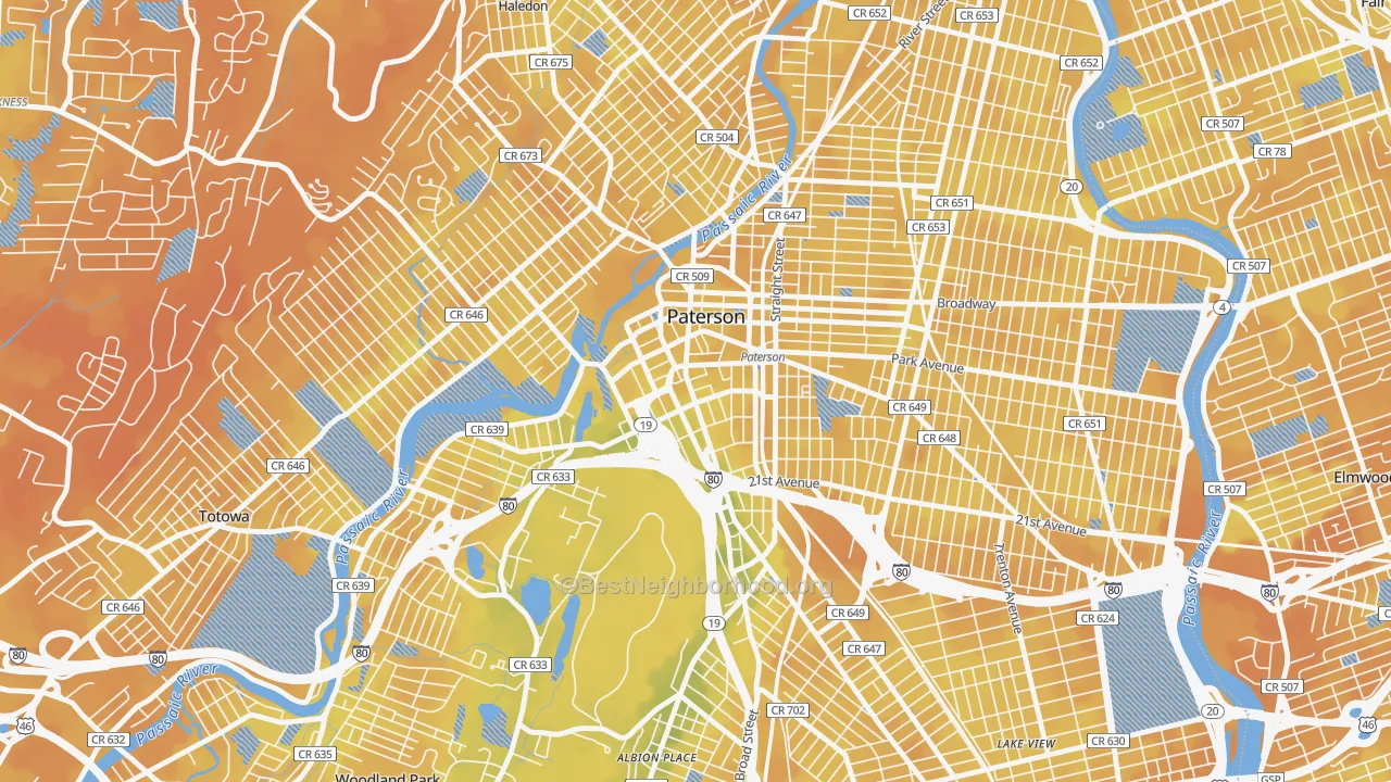 Bike Grade map of Downtown Paterson, Paterson, NJ