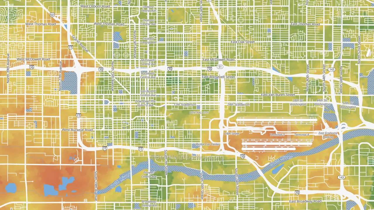 Bike Grade map of Downtown Phoenix, Phoenix, AZ