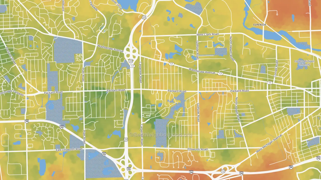 Bike Grade map of Downtown Pittsfield, Ann Arbor, MI