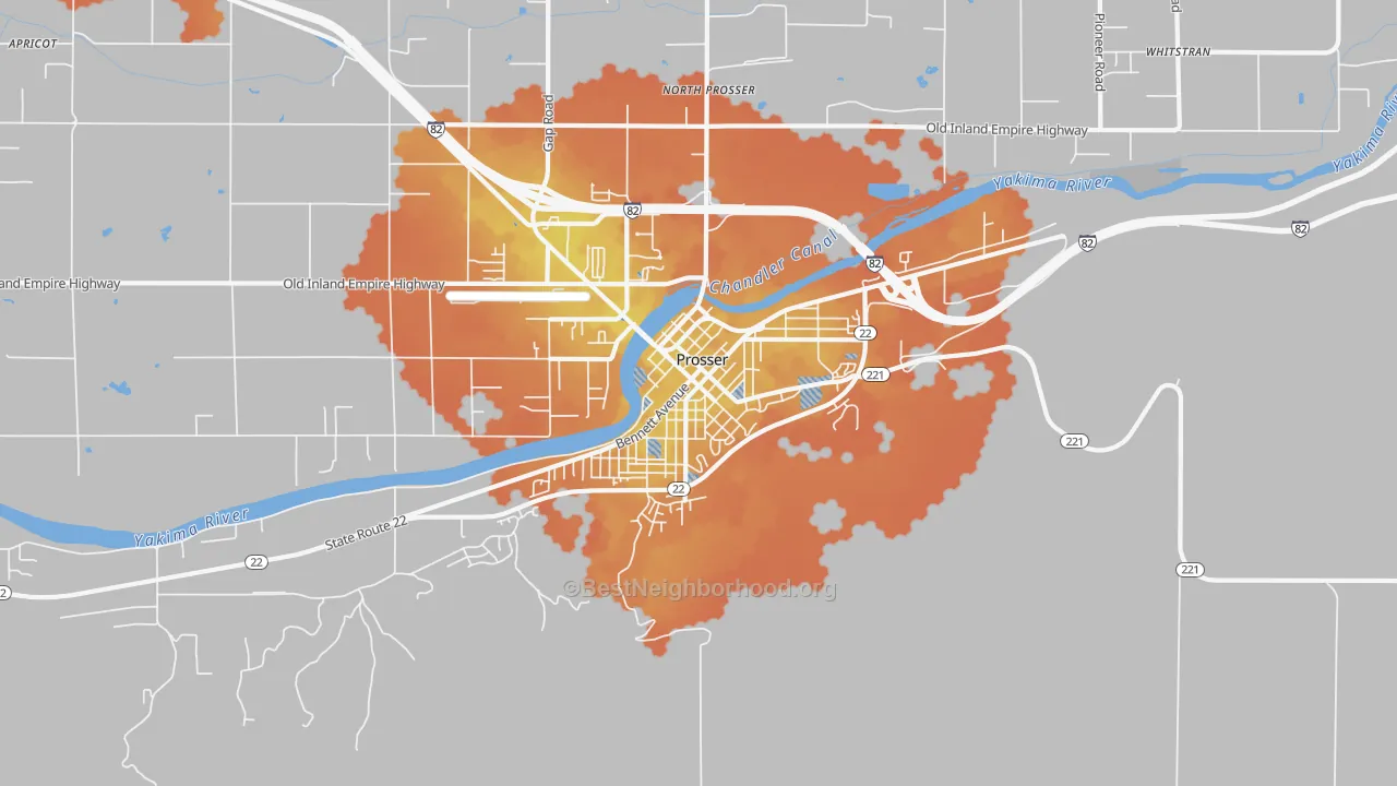 Bike Grade map of Downtown, Prosser, WA
