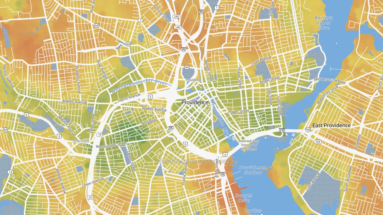 Bike Grade map of Downtown, Providence, RI