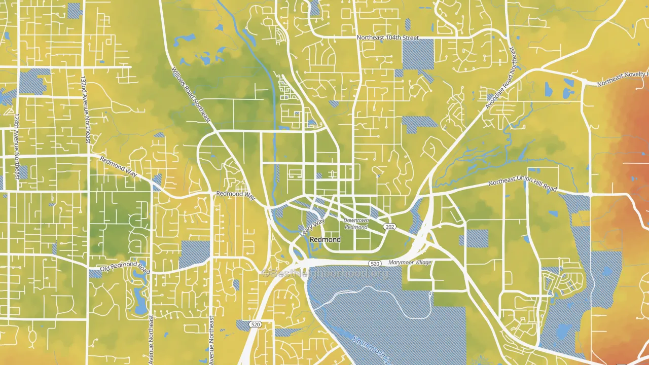 Bike Grade map of Downtown Redmond, Redmond, WA