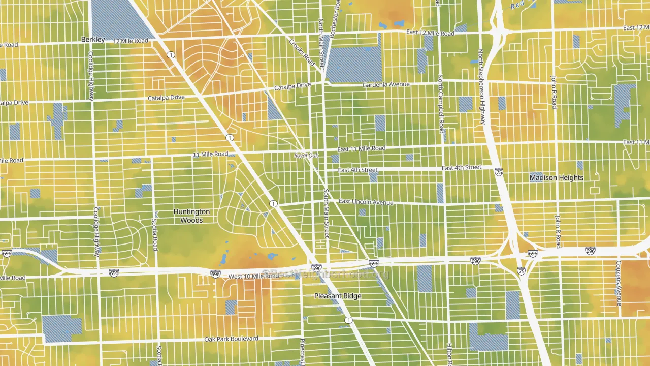 Bike Grade map of Downtown Royal Oak, Royal Oak, MI