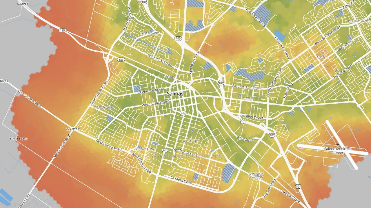 Bike Grade map of Downtown Salinas, Salinas, CA